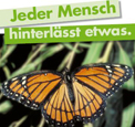 Schmetterling mit Text: Jeder Mensch hinterlässt etwas